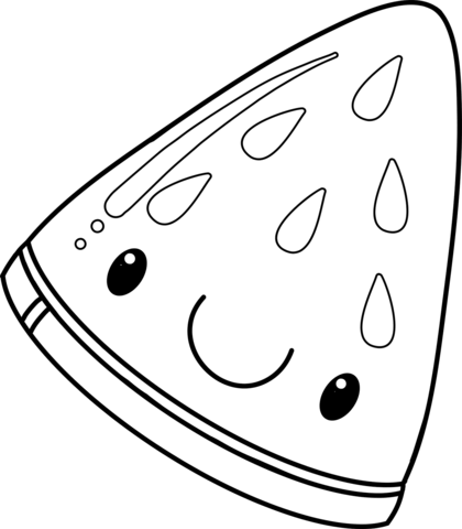 Kawaii Watermelon Slice Coloring Page